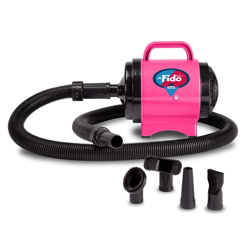 B-Air Fido Max 1 Dog Hair Dryer - Premier Grooming Collection, with 6-Foot Hose and 4 Grooming Nozzles, Hot Pink - Image 1
